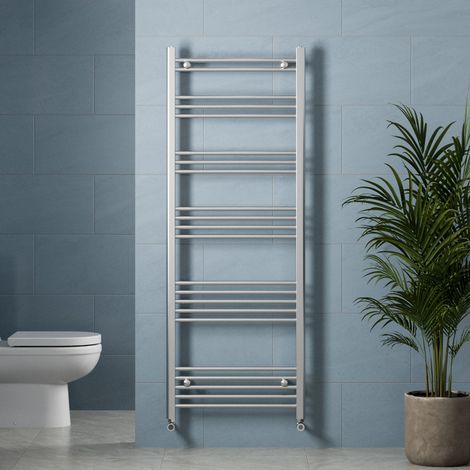 Chrome Straight Heated Towel Rail Bathroom Radiator Ladder Flat 1600 x 600mm (1/5)