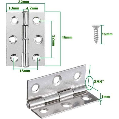 Charnière Inox, 20 pcs Petite Charniere, (avec 120Pcs M4 16mm Vis) Charnière, Charnière plate, Charnière pour La Maison Meubles Matériel Armoire (1/3)