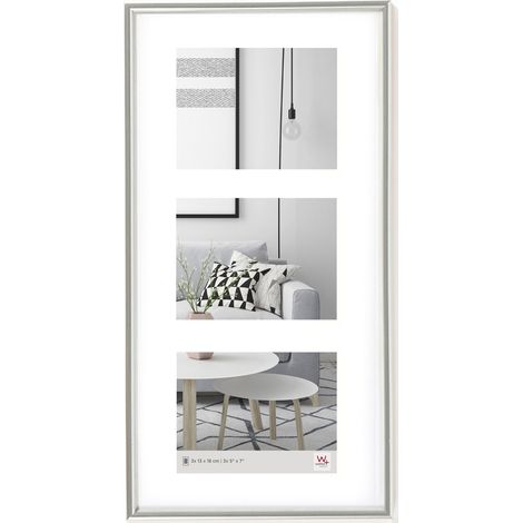 Cadre Photo Argent 3X 13x18 cm galerie avec Passe-Partout, Cadre Plastique Galeria KS338S (1/5)