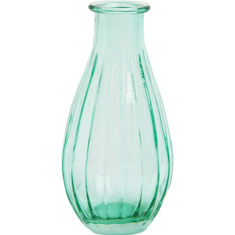 Vase à bourgeons en verre vert pour fleurs Petites bouteilles côtelées à col étroit pour décoration d'intérieur, arrangements, centres de table de mariage, décoration de table, rebord (1/5)
