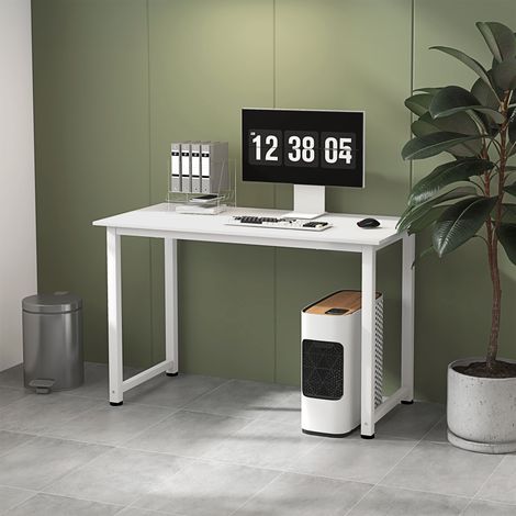 Platzsparender Computertisch mit verstellbaren Füßen, Schreibtisch/PC-Tisch für Gaming, Zuhause, Esszimmer, Arbeitszimmer und Büro, 120 x 60 x 76 cm, Weiß