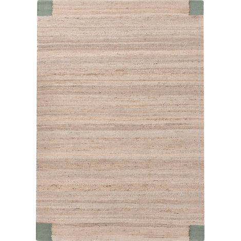 Alfombra rectangular de yute 160 x 230 cm estilo rústico salón dormitorio beige/verde Amravati