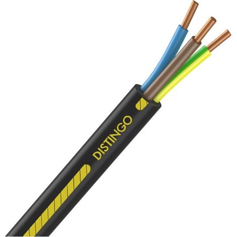 Nexans – Fil électrique U-1000 R2V 3G2,5 au mètre – Câble rigide cuivre – Température 90°C – Non propagateur de la flamme C2 – Tension 0,6/1kV