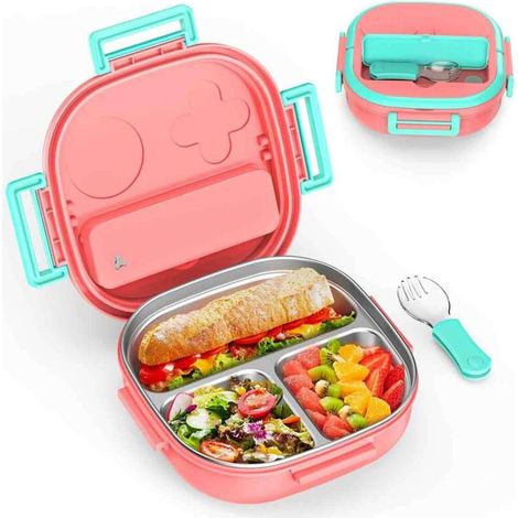 Boîte à lunch 3 compartiments étanche et micro-ondable – sans BPA, lavable au lave-vaisselle, idéale bureau/école/déjeuner
