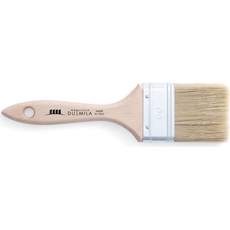 Brosse à peinture, avec poignée en bois peint, pinceau universel, pour vernis et vernis, murs, bois, fer, largeur de virole 60 mm - Fabriqué en Italie