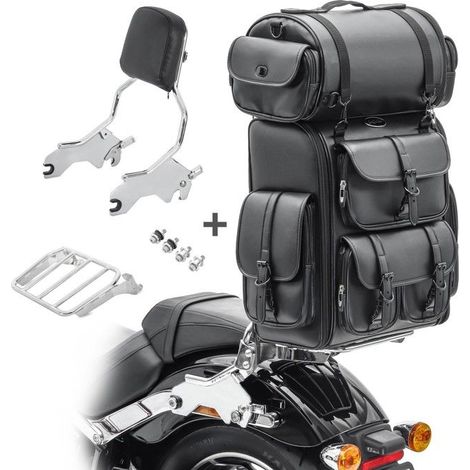 Sissy Bar + sacoche LX per chopper / custombikes Low Rider / S 18-25 R1 portapacchi chr (1/4)