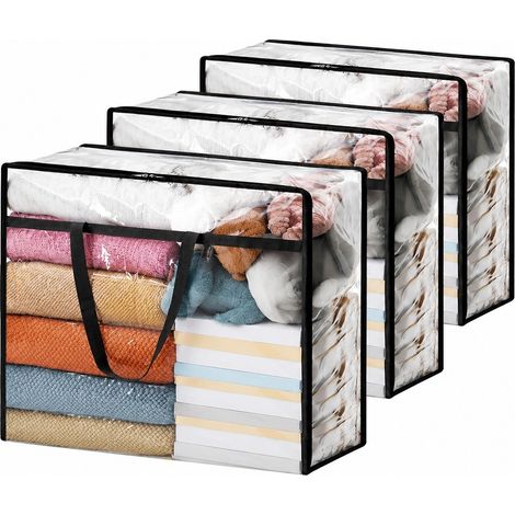 Sac de rangement transparent pour couettes, grande capacité, PVC imperméable, idéal pour les déménagements en résidence étudiante, 40 L (110 L) x 3 pièces (1/5)