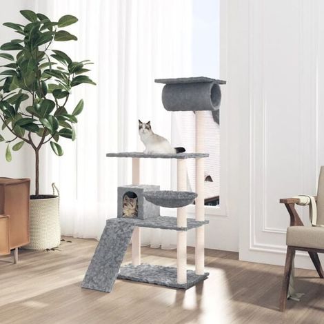 Arbre à chat avec griffes en sisal, gris clair, 131 cm