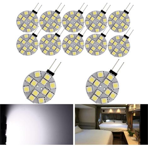 12 ampoules LED G4 non dimmables, lumière blanche, angle d'éclairage 180°, 2W, adaptées aux cuisines et camping-cars, DC 12V (1/5)