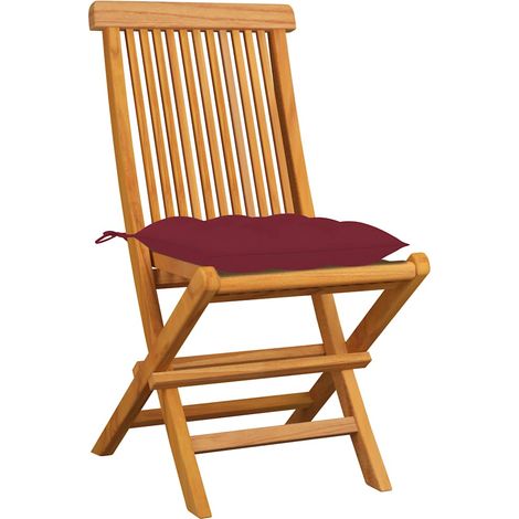 Maison Exclusive - Klappstühle mit weinroten Kissen, 4 Stück, Mas (1/5)