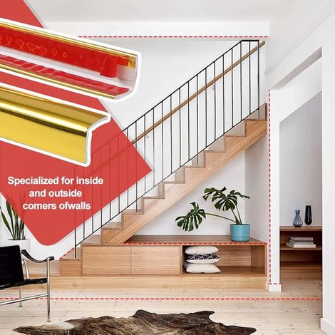 1 Rolle Zierleiste Selbstklebend Flexibel 2 cm 10 m Weiche Wandleiste Geeignet für Türen Fenster Fußleisten Decken Schränke Tischkantenschutz und Gold (1/4)