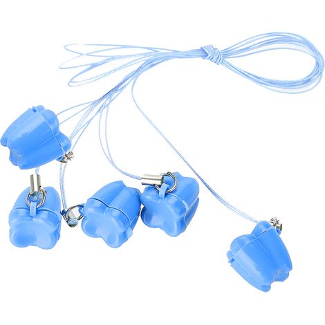 5 pièces Boîte de rangement pour dents de lait en plastique bleu avec collier dent de lait et corde (1/5)