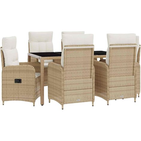 Maison Exclusive - Set da pranzo per esterni 7 pcs Beige e Bianco Crema (1/5)