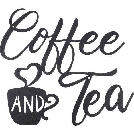 Panneau mural décoratif en métal représentant une tasse de café ou un bar à café. (1/4)