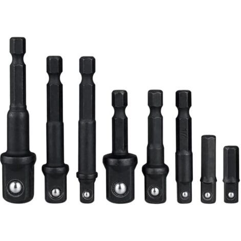 8 Pièces Adaptateurs Porte Douilles de Tige Hexagonale 1/4'' à Changement Rapide(1/4" 1/2" 3/8"), Adaptor Converter de Perceuse Barre d'extension à Douille pour Conversion de Douille Carré (1/5)