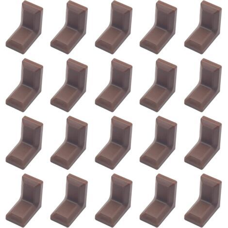 Lot de 40 équerres d'angle en acier galvanisé en forme de L avec couvercle en plastique ABS blanc pour placard, armoire, étagère (marron) (1/5)