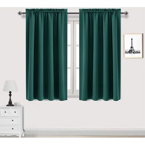 Lot de 2 Rideaux Opaque Passe Tringle pour Petite Fenêtre Chambre Cuisine Placard Porte, L96 x H137cm, Beige - KZQ