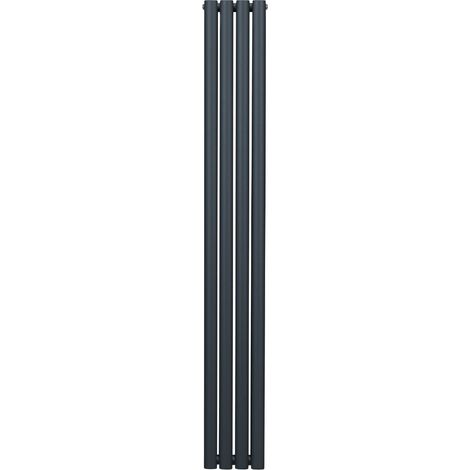 Radiador De Columna Ovalada 1800mm x 240mm Vertical  Gris Antracita   Acero  Montado en pared  Kit de fijación y soportes  + Cepillo de limpieza GRATIS  Calefacción estufa calefactor