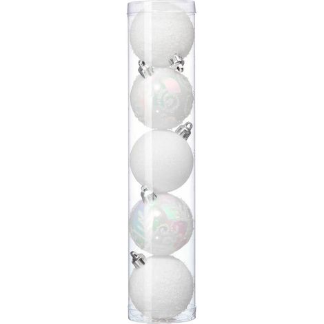 Lot de 5 Boules de Noël "Colorama" 5cm Blanc (1/2)