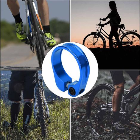 Collier de serrage ultraléger en alliage d'aluminium pour tige de selle de vélo (31,8/34,9 mm), bleu (34,9 mm). (1/5)