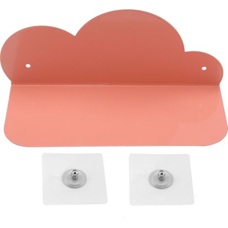 Étagère murale métallique autocollante en forme de nuage pour le rangement dans la salle de bain ou la chambre (rose) (1/5)