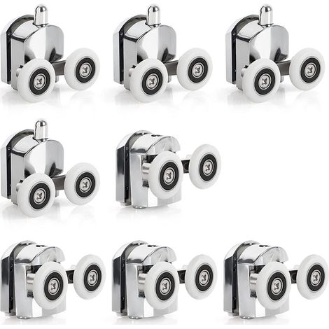 Confezione da 8 rulli per porta doccia da 23 mm superiori e inferiori (4 superiori e 4 inferiori) (23 mm-8 pezzi) (doppio 23 mm-8 pezzi)