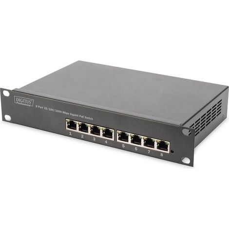 Digitus Switch DN-95317 con 8 Porte Gigabit Ethernet 10/100/1000 PoE+ (1/4)