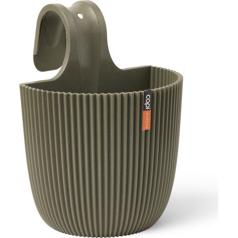 Capi Europe Pflanzgefäß für Balkongeländer Groove Grün 22 cm - Kunststoff