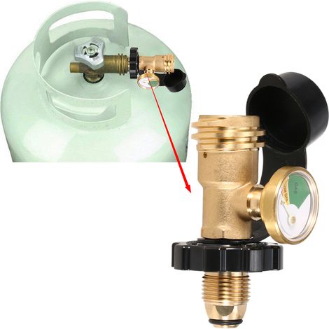 Adaptateur de réservoir de Propane, vanne de régulation en laiton massif, POL de sécurité converti en tuyau QCC1/Type1 avec indicateur de jauge (1/5)