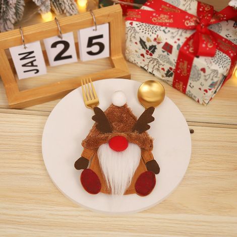 Set Couverts Noël - Étui à Couverts en Feutre avec Motif Bonhomme de Neige - Pour Décoration de Table Festive - 1 Pièce (1/5)