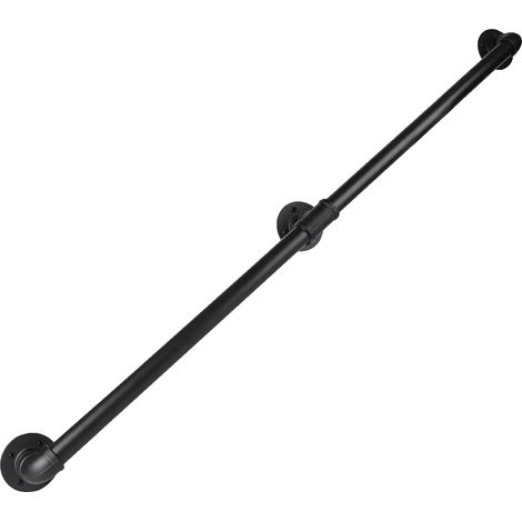 Barandilla de escalera, acero galvanizado, montaje en pared, color negro. (1/2)