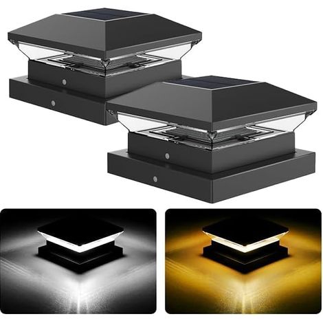 Capuchon Solaire - Lot de 2 - ABS - 3000K/6000K - Auto On/Off - Poteaux Clôture 9x9cm à 12x12cm (1/5)