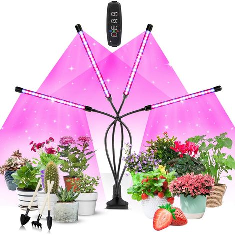 Pflanzenlampe LED,4-Kopf mit 80 LEDs,3 Timer,360° flexibel mit USB/AK/DC,3 Farben,10 Dimmstufen für Indoor-Pflanzen,Anzucht und Küchengarten