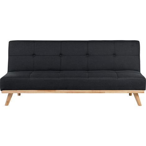 Sofá cama clic clac 3 plazas negro salón moderno con mechones Froya