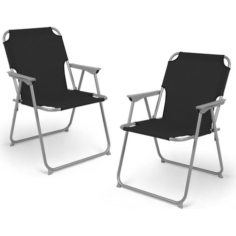 Camping Klappstuhl schwarz belastbar bis 120 kg - 2er Set - Klassischer Campingstuhl klappbar