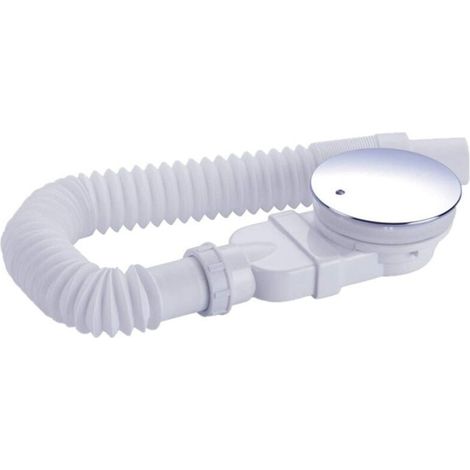 Receveur de douche 90 mm, extra-plat, caniveau de douche, bonde avec système anti-odeurs, filtre à cheveux, flexible, couvercle chromé, monobloc, couleur blanche, pour salle de bain, cuisine. (1/5)