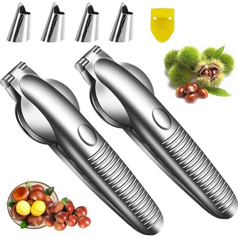 Châtaigne Clip, 2 Pièces Ouvre Chataigne, Pince à Châtaignes, Coupe Chataigne, Casse Chataignes, Inoxydable Pince à Châtaignes, Pince Chataignes, Pince à châtaigne en Acier, pour Marrons et Secs (1/5)