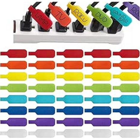 Kabelmarker - Nylon Velcro Etiquette Reutilisable - 2 x 4 5 cm - 8 Couleurs - Surface Ecrite - 40 Pièces (1/5)