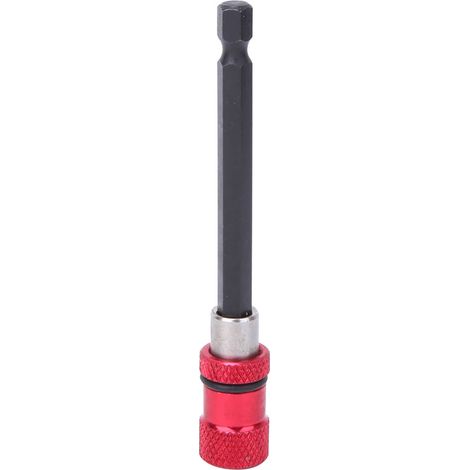 Tête de tournevis en acier inoxydable rouge, tige d'extension magnétique à dégagement rapide de 1/4 pouce, 100 mm. (1/5)