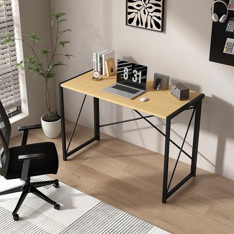 mcc direct Folding Desk Workstation Foldable Computer Desk for Office Home Study Writing Table No Assembly Miami (Natural, 80cm) (1/4)