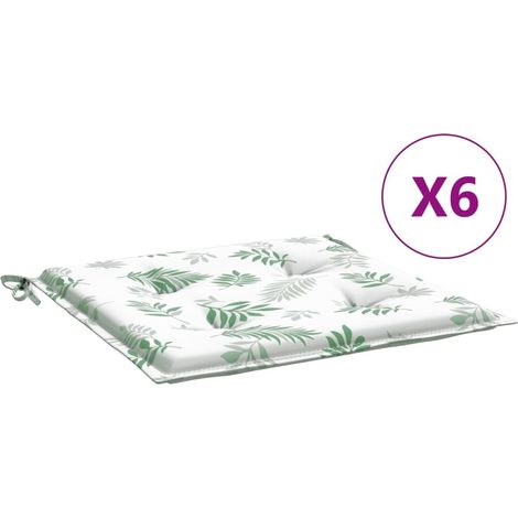 Coussins de chaise lot de 6 motif de feuilles 40x40x4 cm tissu (1/5)