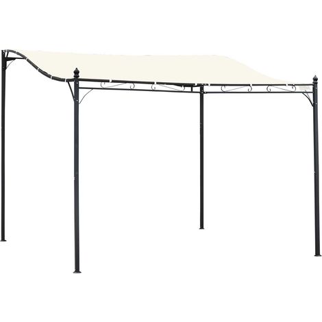 Pergola da giardino, gazebo, tendalino 3 x 3 m, tettoia, metallo grigio, poliestere impermeabile e resistente ai raggi UV, crema