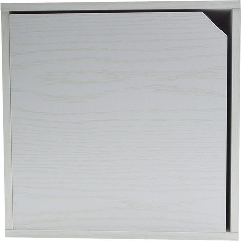 Cube Modulaire Bibliothèque 13232 Ciment frêne avec porte ouvrable CUBE STACK  Couleur: Blanc