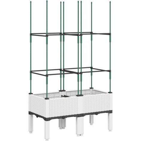 Maison Exclusive - Pflanzkübel mit Rankgitter Weiß 80x40x142,5 cm