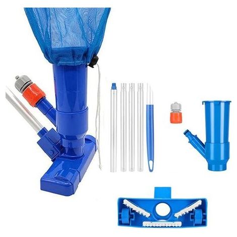 Aspirateur de Piscine à Vide Kit, Mini aspirateur à Jet pour Piscine, avec Brosse, Sac et 5 bâtons,Accessoires de Nettoyage de Piscine pour Feuilles, Terre et Sable et Citron Vert (1/5)