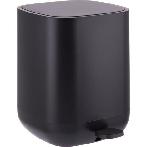 Cubo de basura Relaxdays, 9 l, cierre suave, cubo interior extraíble, plástico mate, con pedal y tapa, negro