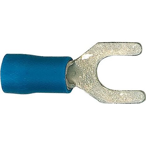 Cosse de cable en forme fourchu isolee, 2,5 mm², 3,7 mm Couleur bleu, emballage : 100 pcs