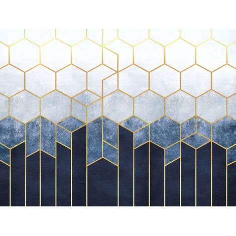 papier peint panoramique motif graphique bleu - Sanders & Sanders (1/5)