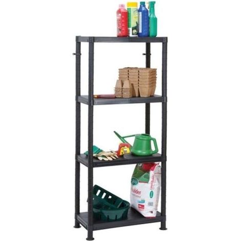 Self Assembly Plastic Shelving 4 Shelf Unit 60cm L x 30cm W x 140cm H (1/2)