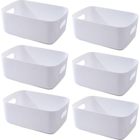[NIE BENUTZT]weiße Aufbewahrungsboxen aus Kunststoff, 20 x 14 x 7 cm, Aufbewahrungsbox, Kunststoffkorb, Badezimmeraufbewahrung, Lagerbehälter, Küchenaufbewahrung und -organisation, Büroaufbewahrung
